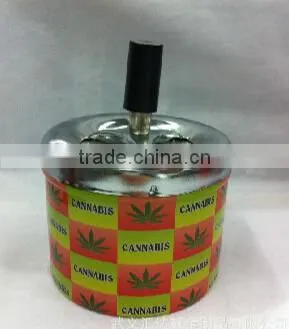 ASHTRAY METAL WEED MARIJUANA LEAF GIFT NEW SMOKE CIGARETTE PUSH DOWN SPINNING photo-4