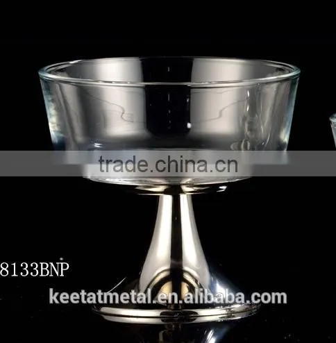 Silver or Nickel Plated Base With Glass Fruit Bowl for Decoration and Wedding photo-4