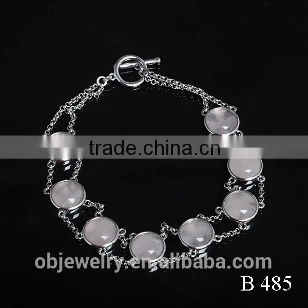 Elegant 925 Silver Rose Quartz Gemstone Bracelet photo-2