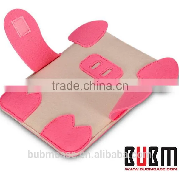 Red Color 9.7 Inch Wool Felt Tablet Case Cute Cartoon Pig Bag Tablet Sleeve Tablet Pouch photo-2