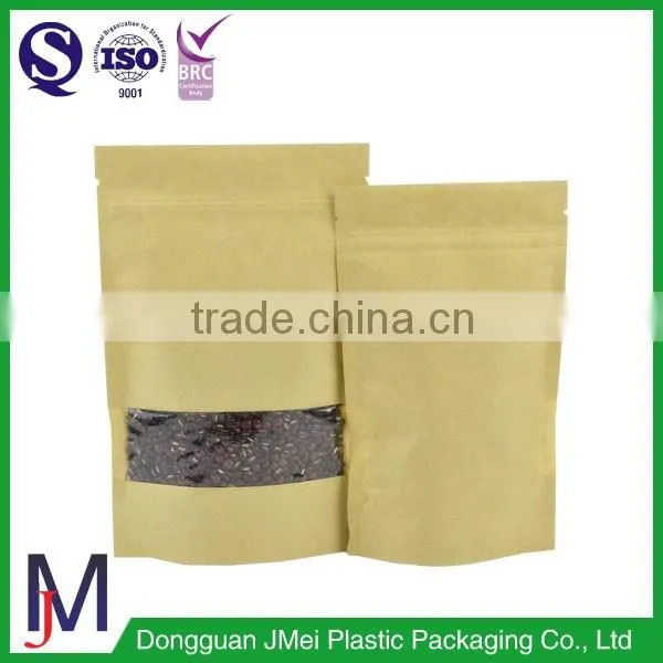 High Grade Window Kraft Stand up Zippper Pouch, Brown Kraft Paper Bags, Dried Food Packaging Bag photo-3