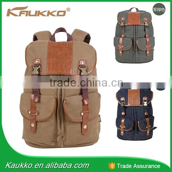 Draw String Custom Logo OEM Black Fashion Day Canvas Backpack Bag