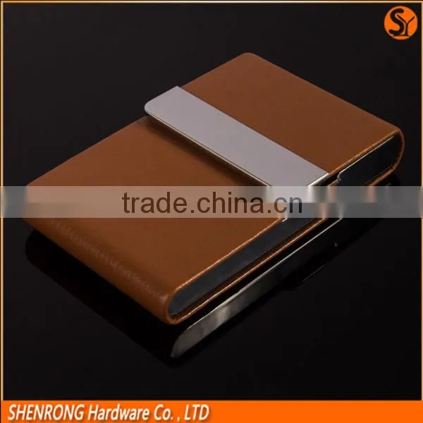 Pocket Classic Leather Business Name Card Holder With Magnet Can Customize Logo photo-2