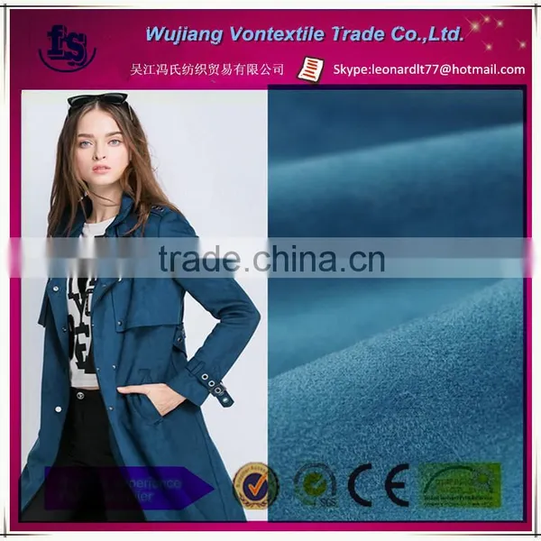 Wujiang Manufacture Supply High Quality Woven 100% Polyester Weft Soft Micro Suede Fabric for Coat,dress,etc