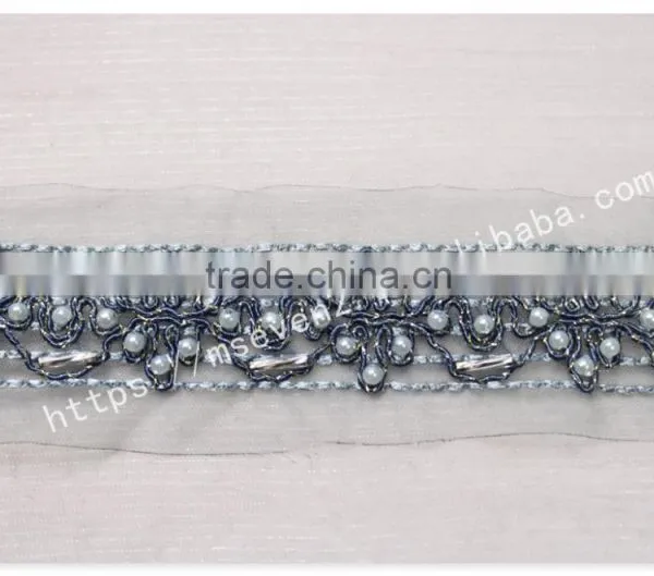 Beautiful Design 4cm Width Guipure Embroidery French Beaded Lace for Dress photo-2