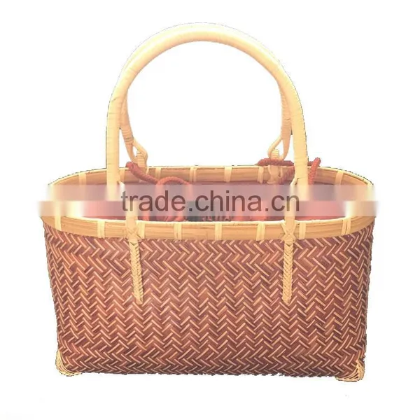 Vietnam Bamboo Weaving Beautiful Tote Bags With Cotton Lining