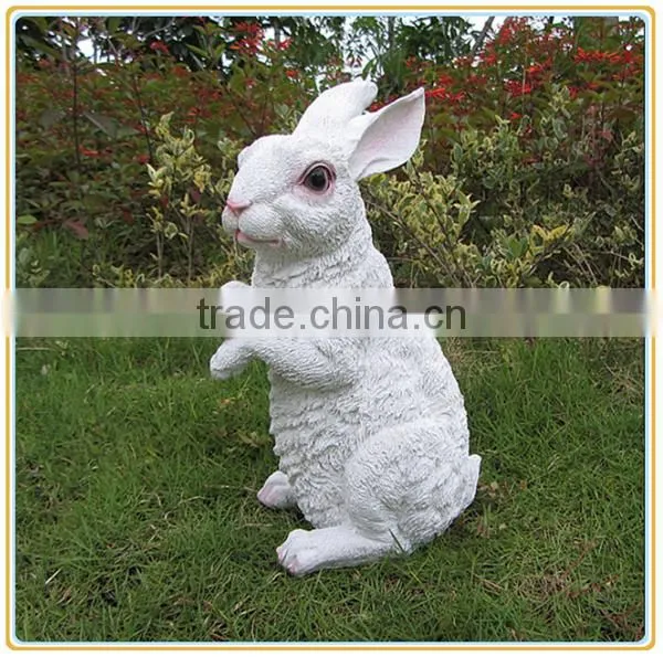 Customized 2016 Christmas Garden Decor Life Like Poly Stone White Rabbit Statue photo-2