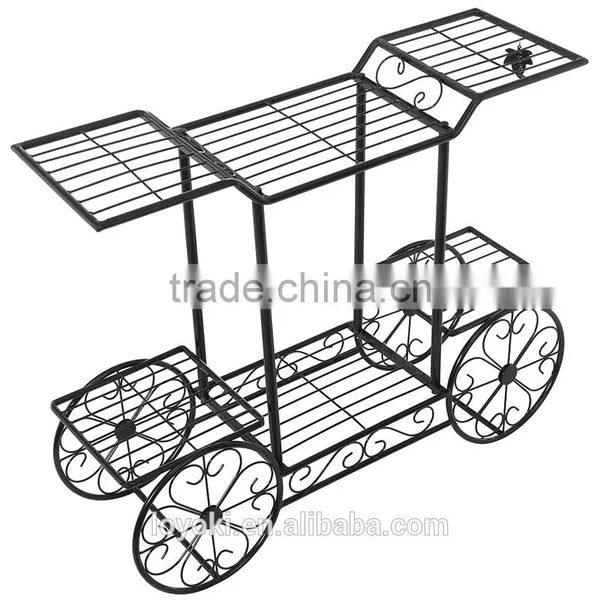 Elegant European Style Cart Design 6 Tier Wrought Metal Planter / Flower Pot Holder Display Rack Stand Garden Decor photo-4