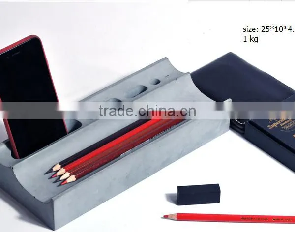 Multi-function Office Desktop Concrete Pen Holder , Phone Holder , Business Card Stand photo-2