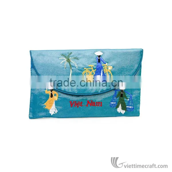 Hand Embroidered Wallet, Many Colors and Design to Choose, Made From Natural Silk in Vietnam photo-6