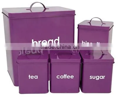 Set of 5 Tin Kitchen Canisters photo-2
