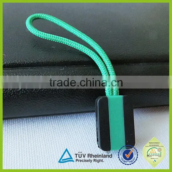 Custom Green Fastness Security Woven Cords Soft Pvc Zipper Pullers Sale