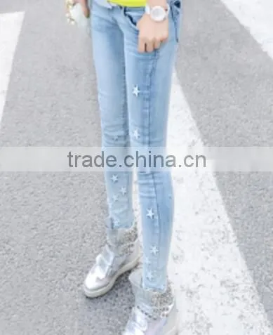 Fashion Knitted Tall Women's Fancy Denim Jeans Ladies Sex Jeans Women's Fashion photo-2