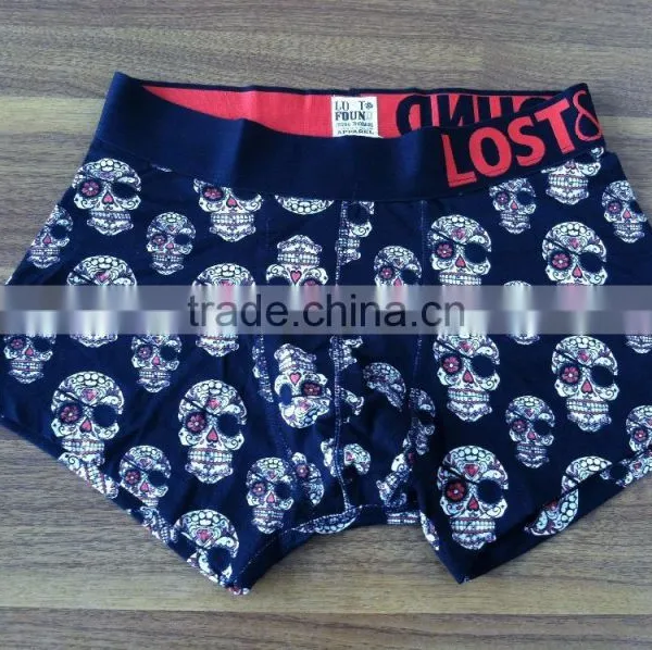 Custom 95%Cotton 5%Elastane Printing Underwear Color Four Needle Six Threads Mens Boxer Shorts