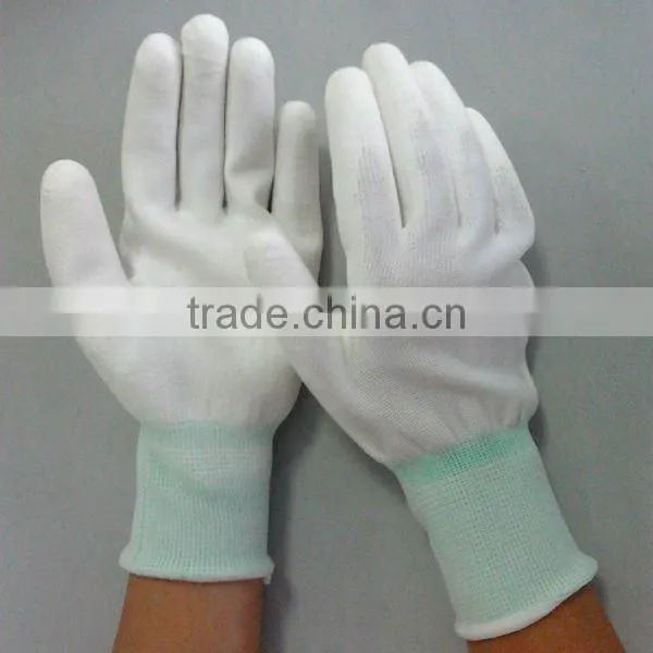 13 Guage White Nylon ESD PU Gloves