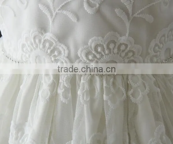 New Arrival Summer Baby Clothes White Embroidery Flower Lovely Lace Net 0-2 Years Old Party Dress Baby First Communion Dresses photo-4