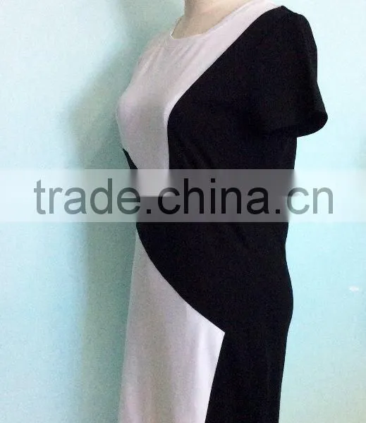 Fancy China Supplier Summer Solid Black and White Jersey Casual Latest Designs Photos Fashion Women Dresses photo-3