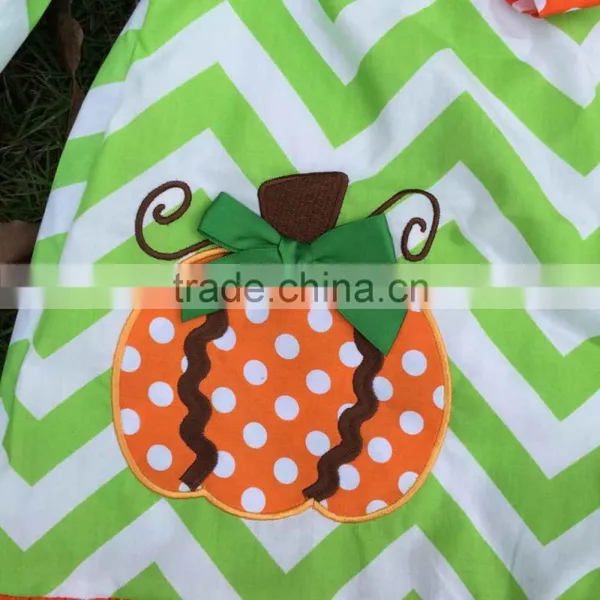 2015 New Arrival Kids Pumpkin Dress Kids Boutique Dress Girl Chervon Halloween Dress Ningbo Baby Kids Wear Firm photo-4