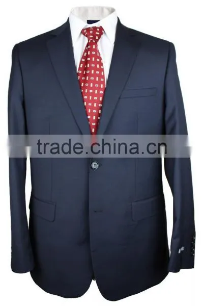 NAAMS MEN'S WOOL 2 BUTTON 2 VENT SLIM FIT SUIT JACKET FLAT FRONT PANT NAVY photo-5