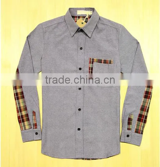 New Style Man's Oxford With Double-brushed Cotton Split Joint Shirt photo-2
