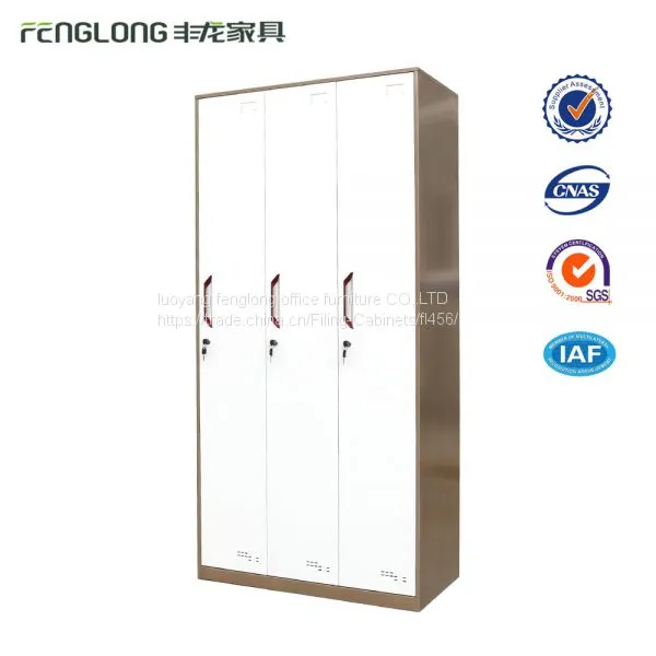 Knock-down Structure Three Door Steel Closet Storage Locker for Office Bedroom Usage