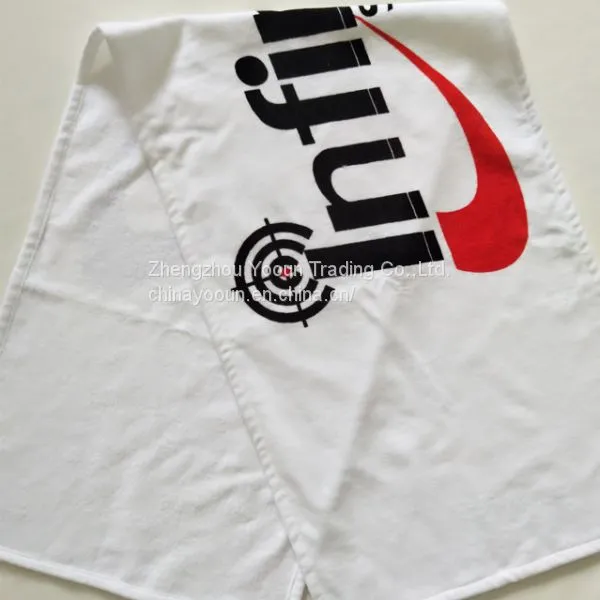 Wholesale 35x110cm Pure Cotton White Active Printing Sport Towel