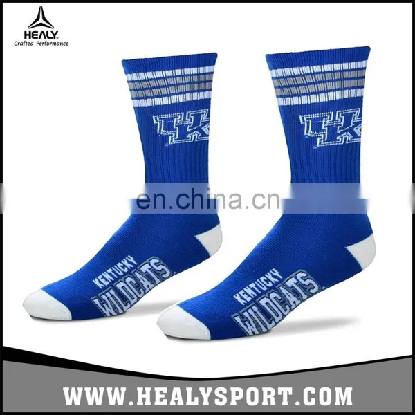 Hot Sale Custom NCAA Rugby Team Protect Leg Texas Sport Knitting Stripe Socks photo-2