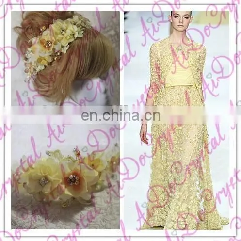 Aidocrystal Yellow Plastic Crown Flower,artificial Flowers Hair Accessories for Wedding photo-4