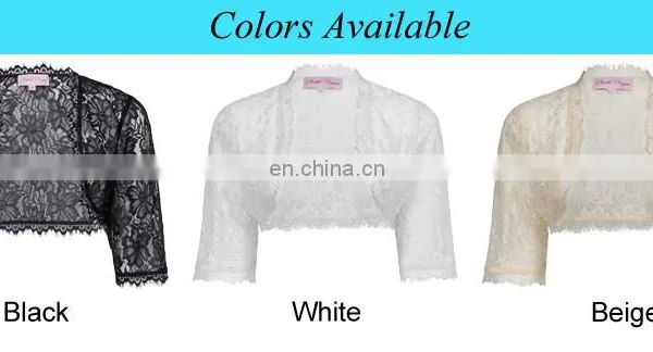 Belle Poque Womens Ladies Wedding Bridal Bridesmaid 3/4 Sleeve Black Lace Shrug Bolero BP000319-1 photo-5