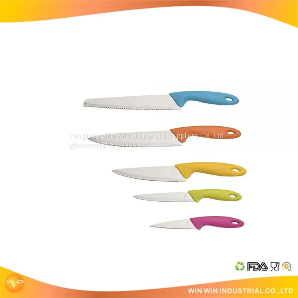 5pcs Cutting Board Plastic Handle Kitchen Knife,chefs Knives photo-2