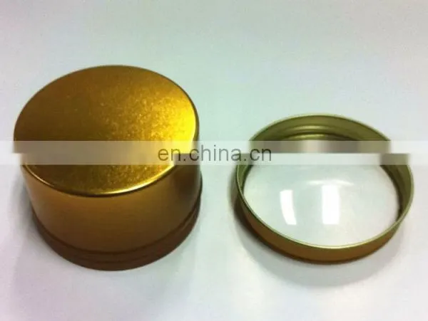 Golden Small Round Screw Lid Tea Tin Box With a PET Window photo-3