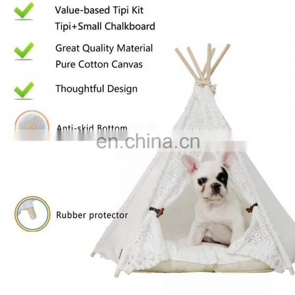 Hot Sale Canvas Dog Bed Pet Teepee Portable Dog Tent With Washable Fabric New Design Dog House photo-5