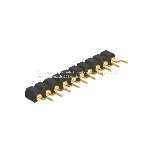 Dnenlink 2.54mm Pitch Single Row H4.0mm Concave Contact Female HeaderRight Angle SMT Type PogoPin Header