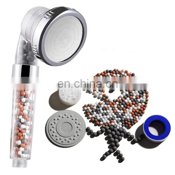 Handheld Ionic Shower Head High Pressure Water Saving Filter 3-Layer Filtration Hand Shower