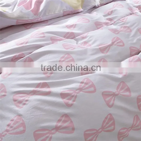 Cute Girls Bedding Set Pink Bow Printed Kids Comforter Cover Sets Eco-friendly Children Quilt Cover Set photo-3