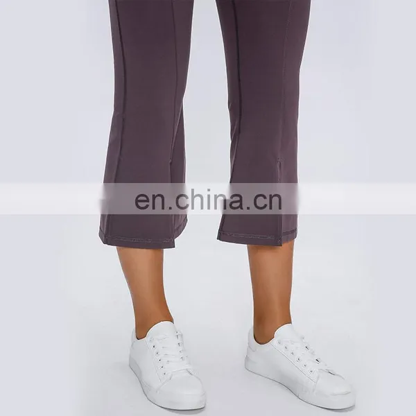 High Waisted Flared Fit Yoga 3/4 Capri Pants With Wide Legs For Fitness Gym Running Jogging Dance Sports photo-2
