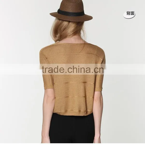 Hot Spring and Summer Fashion Sweet Ice Silk Sweater and Slim Ice Silk Umbilical Leakage Sweater photo-2