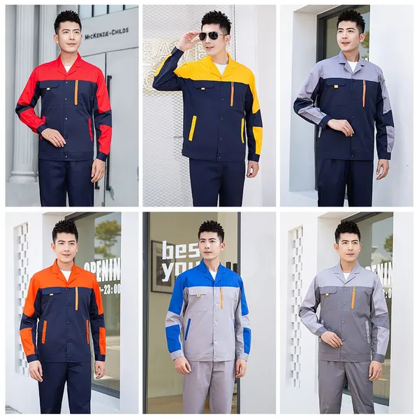 Summer Long Sleeved and Thin Workwear Set, Customized Printing for Men, Color Matching Workshop, Factory, Factory, Workwear Manufacturer, Workwear