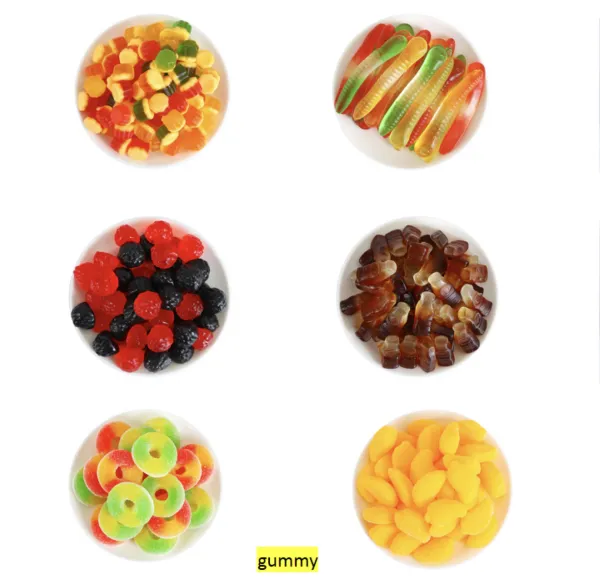 Assorted Fruit OEM Halal Gummy Candy With Different Shapes and Sour Candy, Marshmellow, Jelly Bean, Peeling Candy, Roll Candy