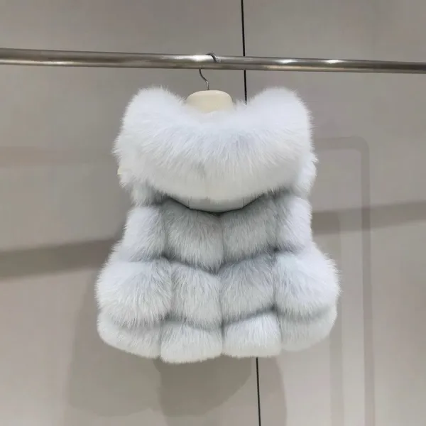 The Lady Doesn Like the Same Lychee Skin Imported Whole-skin Fox Fur Bread Blocks Fashionable Slim Vest Sheepskin Hood photo-3