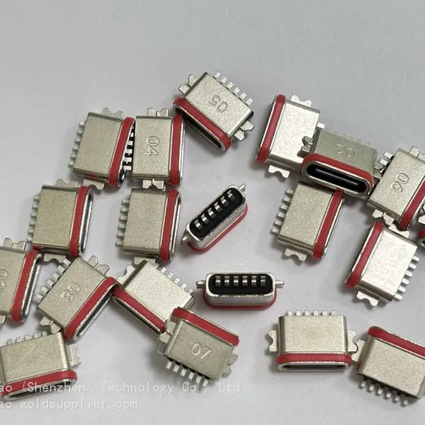 Waterproof Type-C 6-Pin Flat PCB Socket With 0.8mm Pitch, 6.7mm Length, IP68 Rating, and Waterproof Gasket (U-shaped) Zinc Alloy Casing photo-2