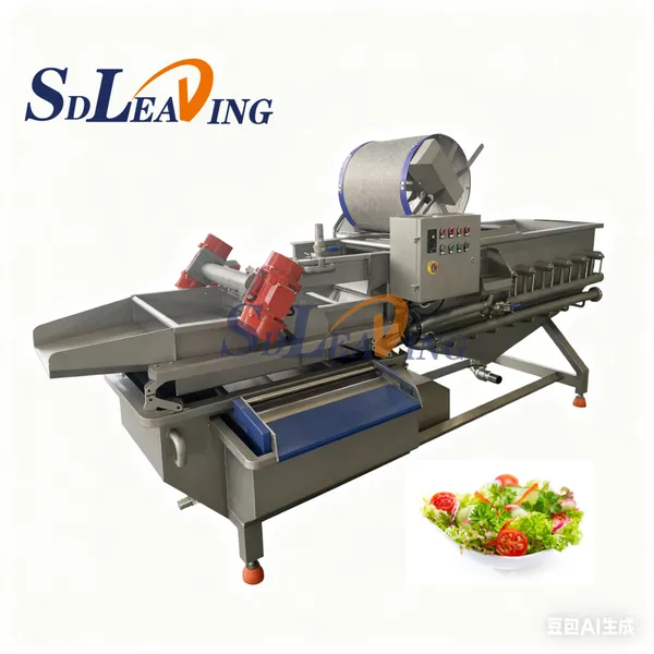 Vegetable and Fruit Vortex Washing Machine Bubble Cleaning Cabbage Lettuce Pepper Washer for Vegetable Processing Plants photo-1