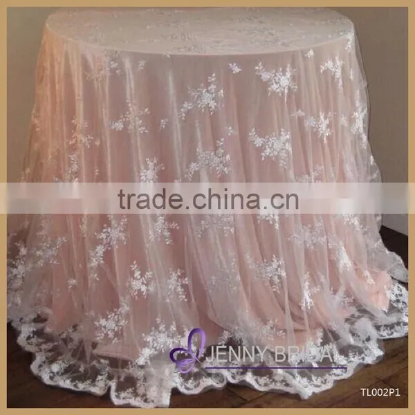 TL002P3-1 High Quality Gold Embroidery Lace Round Wedding Table Overlay Quality Choice photo-4
