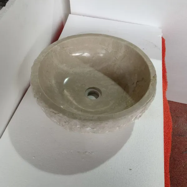 Modern Round Shape Cream Marfil Marble Stone Sink Vanity Wash Hand Basins for Home or Commercial Use Bathroom Hand Washbasin photo-4