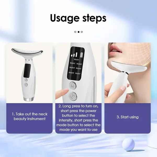 7-color LED Facial and Neck Massager, Suitable for Anti-aging Home Care. photo-4