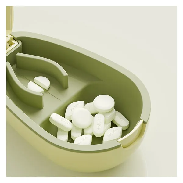 Custom Logo Portable Mini Pill Box Small Travel Vitamin Case With Daily Organizer Multi-Tablet Split Cutter Made Durable Plastic photo-3