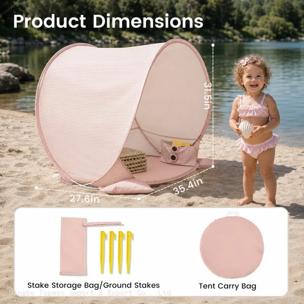 Pop Up Baby Tent With UV Protection, Portable Baby Beach Essentials, 35.4