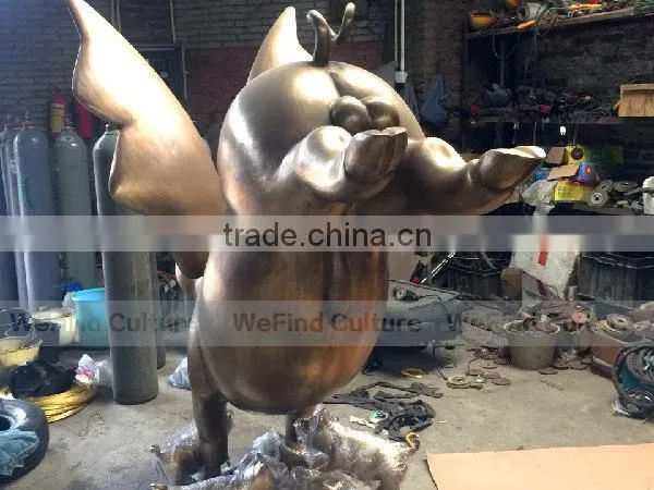 Outdoor Large Flying Pig Metal Bronze Sculpture photo-4