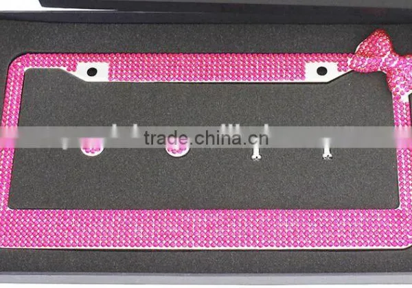 Pink Bow Girls Bling Crystal License Plate Frames photo-4