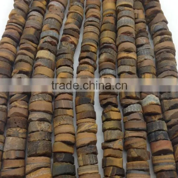 NO PS!!Factory Price Natural Stone Coins Rough Yellow Tiger Eye Stone Loose Beads photo-3